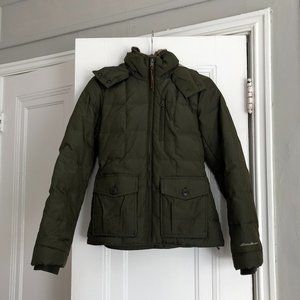 Eddie Bauer Olive Green Puffer Coat Womens XS